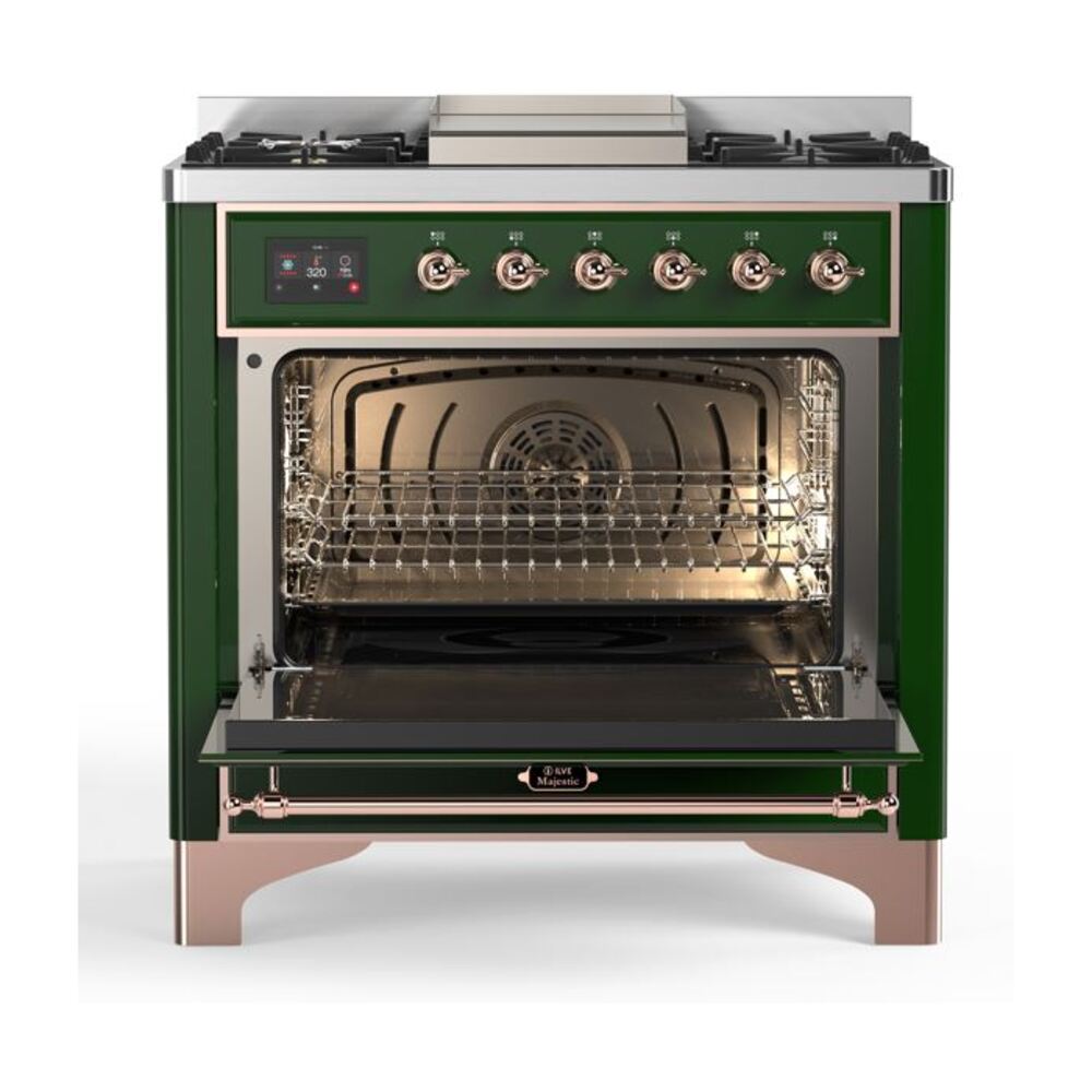 ILVE UM09F Majestic II 36 inch Dual Fuel Range with 6 Burners, Griddle