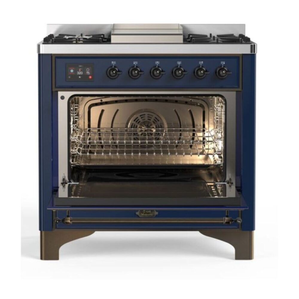 ILVE UM09F Majestic II 36 inch Dual Fuel Range with 6 Burners, Griddle