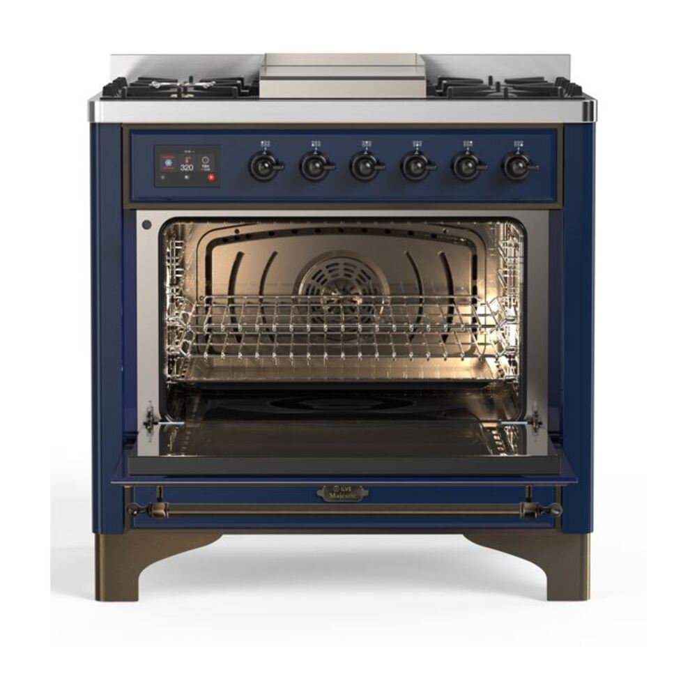 ILVE UM09F Majestic II 36 inch Dual Fuel Range with 6 Burners, Griddle