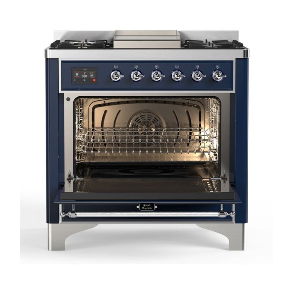 ILVE UM09F Majestic II 36 inch Dual Fuel Range with 6 Burners, Griddle