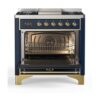 ILVE UM09F Majestic II 36 inch Dual Fuel Range with 6 Burners, Griddle