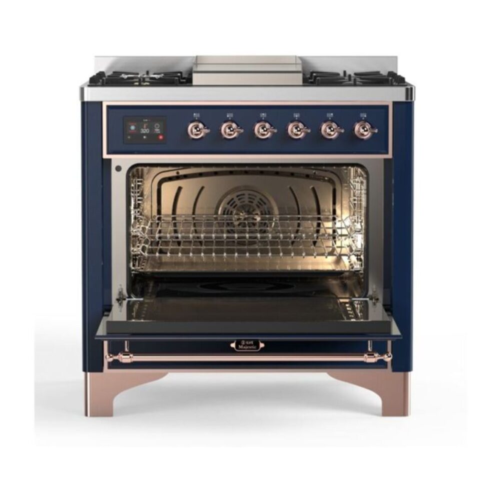 ILVE UM09F Majestic II 36 inch Dual Fuel Range with 6 Burners, Griddle