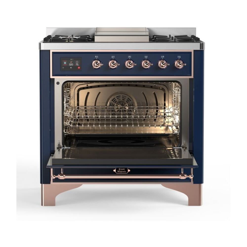 ILVE UM09F Majestic II 36 inch Dual Fuel Range with 6 Burners, Griddle