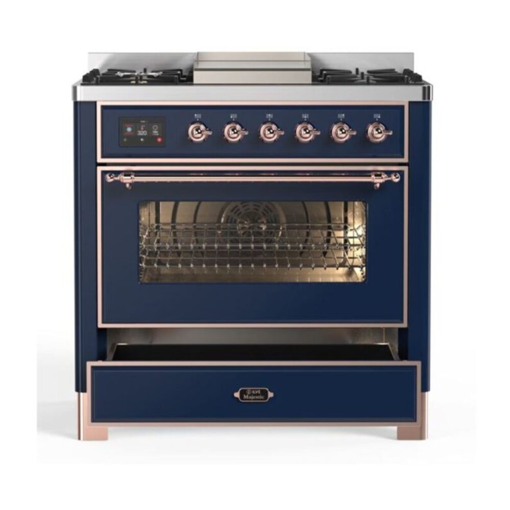 ILVE UM09F Majestic II 36 inch Dual Fuel Range with 6 Burners, Griddle