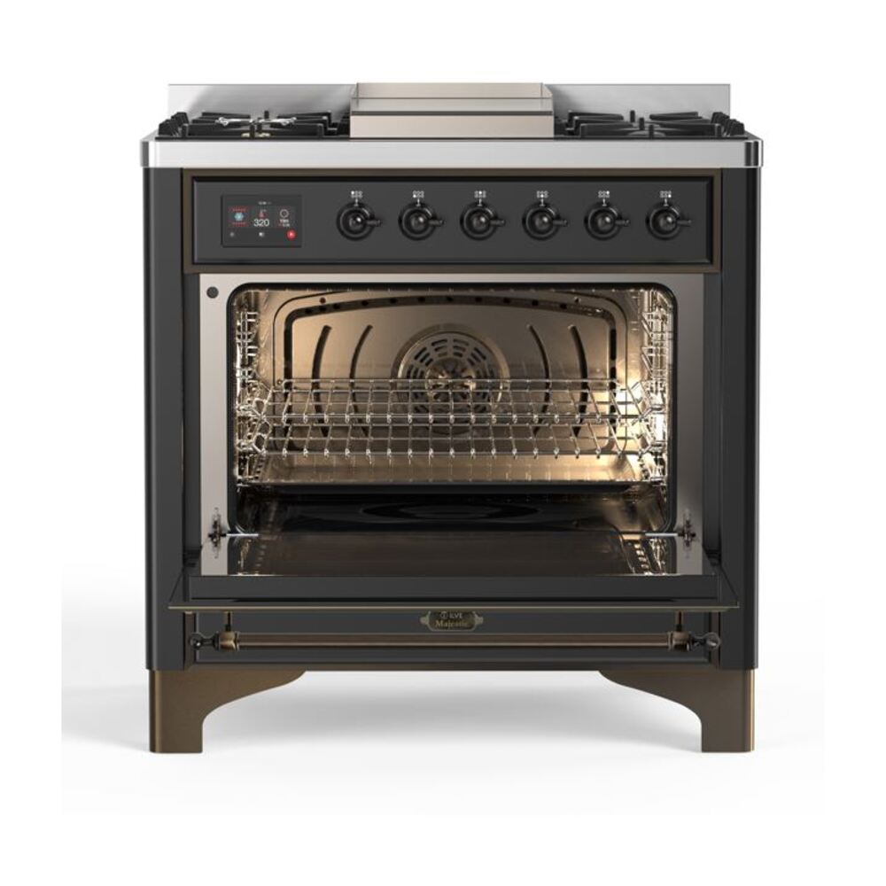 ILVE UM09F Majestic II 36 inch Dual Fuel Range with 6 Burners, Griddle
