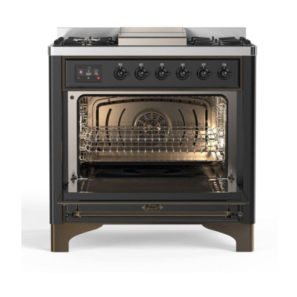 ILVE UM09F Majestic II 36 inch Dual Fuel Range with 6 Burners, Griddle