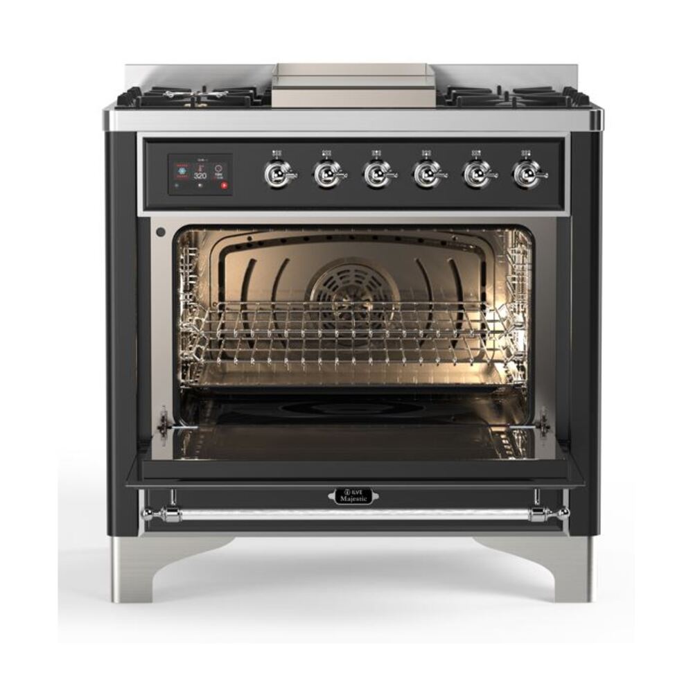 ILVE UM09F Majestic II 36 inch Dual Fuel Range with 6 Burners, Griddle