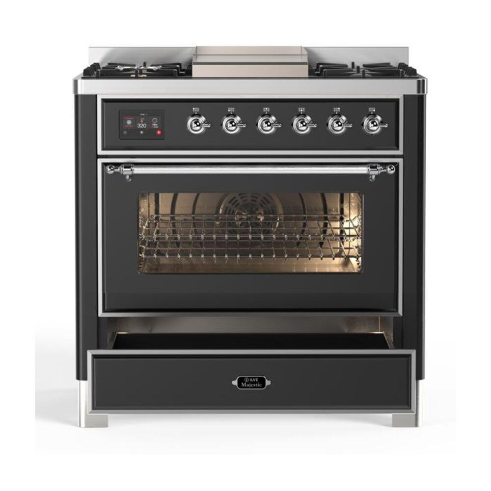 ILVE UM09F Majestic II 36 inch Dual Fuel Range with 6 Burners, Griddle