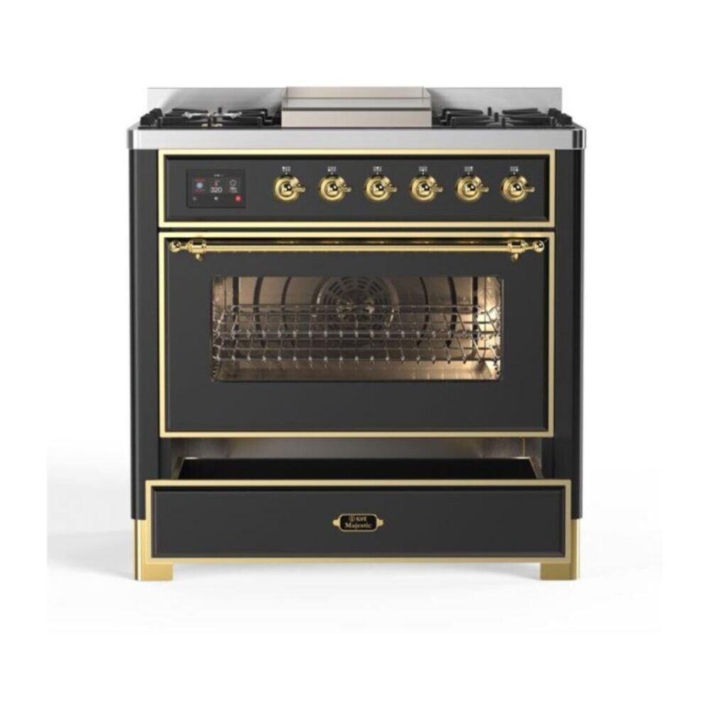 ILVE UM09F Majestic II 36 inch Dual Fuel Range with 6 Burners, Griddle