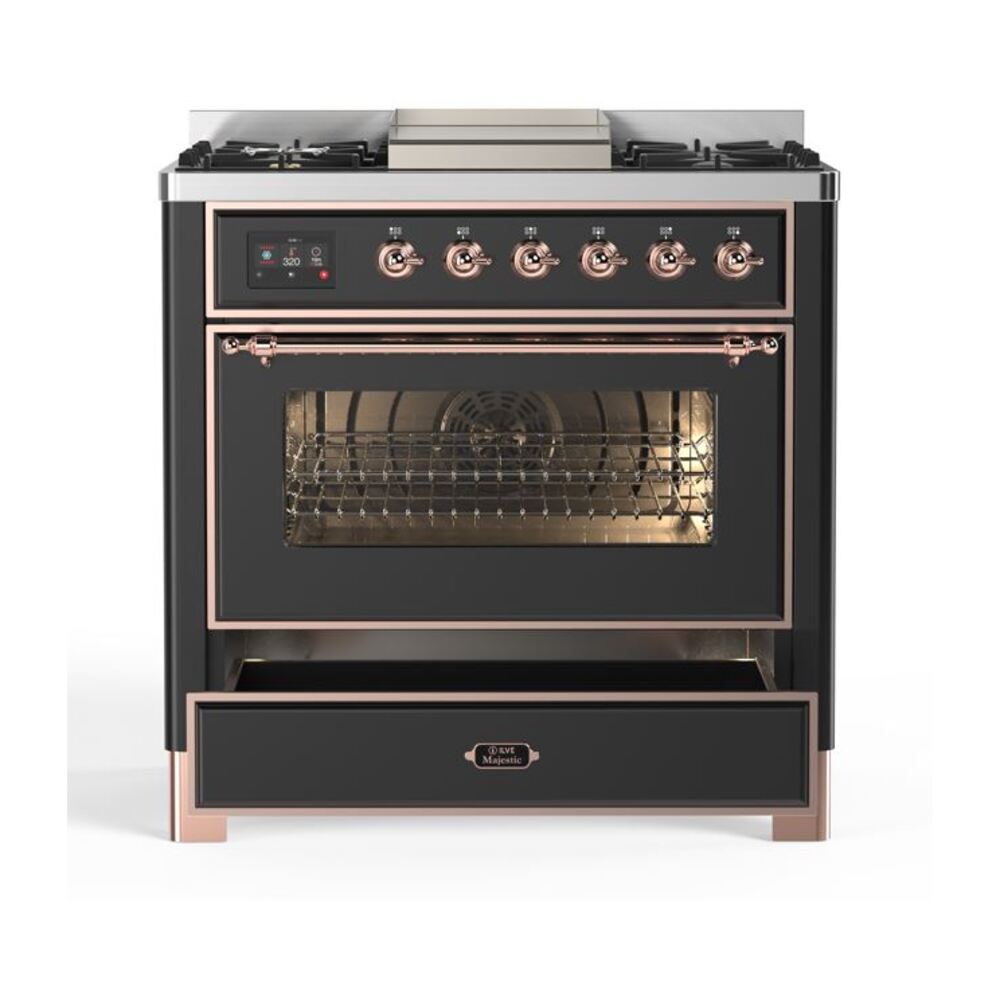 ILVE UM09F Majestic II 36 inch Dual Fuel Range with 6 Burners, Griddle