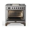 ILVE UM09F Majestic II 36 inch Dual Fuel Range with 6 Burners, Griddle