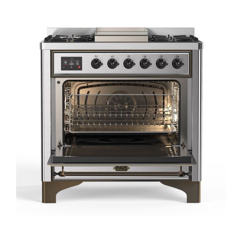 ILVE UM09F Majestic II 36 inch Dual Fuel Range with 6 Burners, Griddle