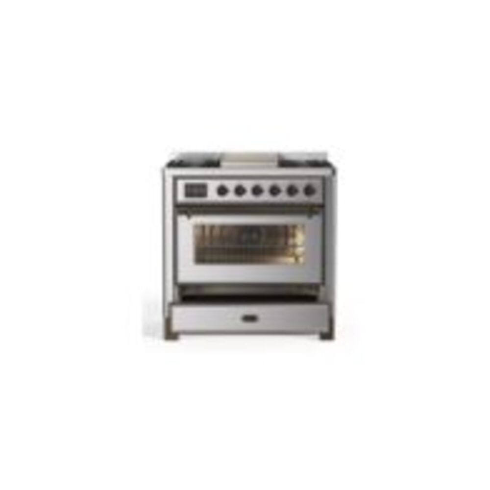 ILVE UM09F Majestic II 36 inch Dual Fuel Range with 6 Burners, Griddle