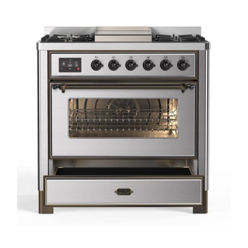 ILVE UM09FDNS3SSC Majestic II 36 inch Dual Fuel Range with 6 Black