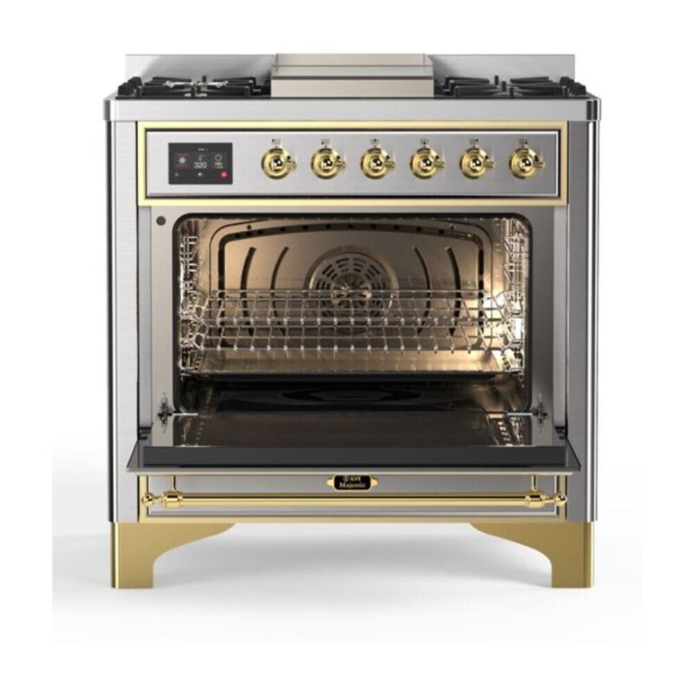 ILVE UM09F Majestic II 36 inch Dual Fuel Range with 6 Burners, Griddle