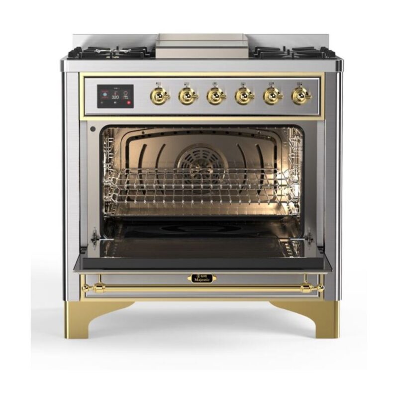 ILVE UM09F Majestic II 36 inch Dual Fuel Range with 6 Burners, Griddle