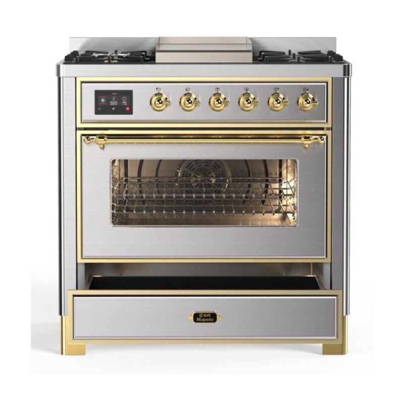 ILVE UM09F Majestic II 36 inch Dual Fuel Range with 6 Burners, Griddle