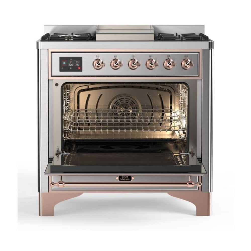 ILVE UM09F Majestic II 36 inch Dual Fuel Range with 6 Burners, Griddle