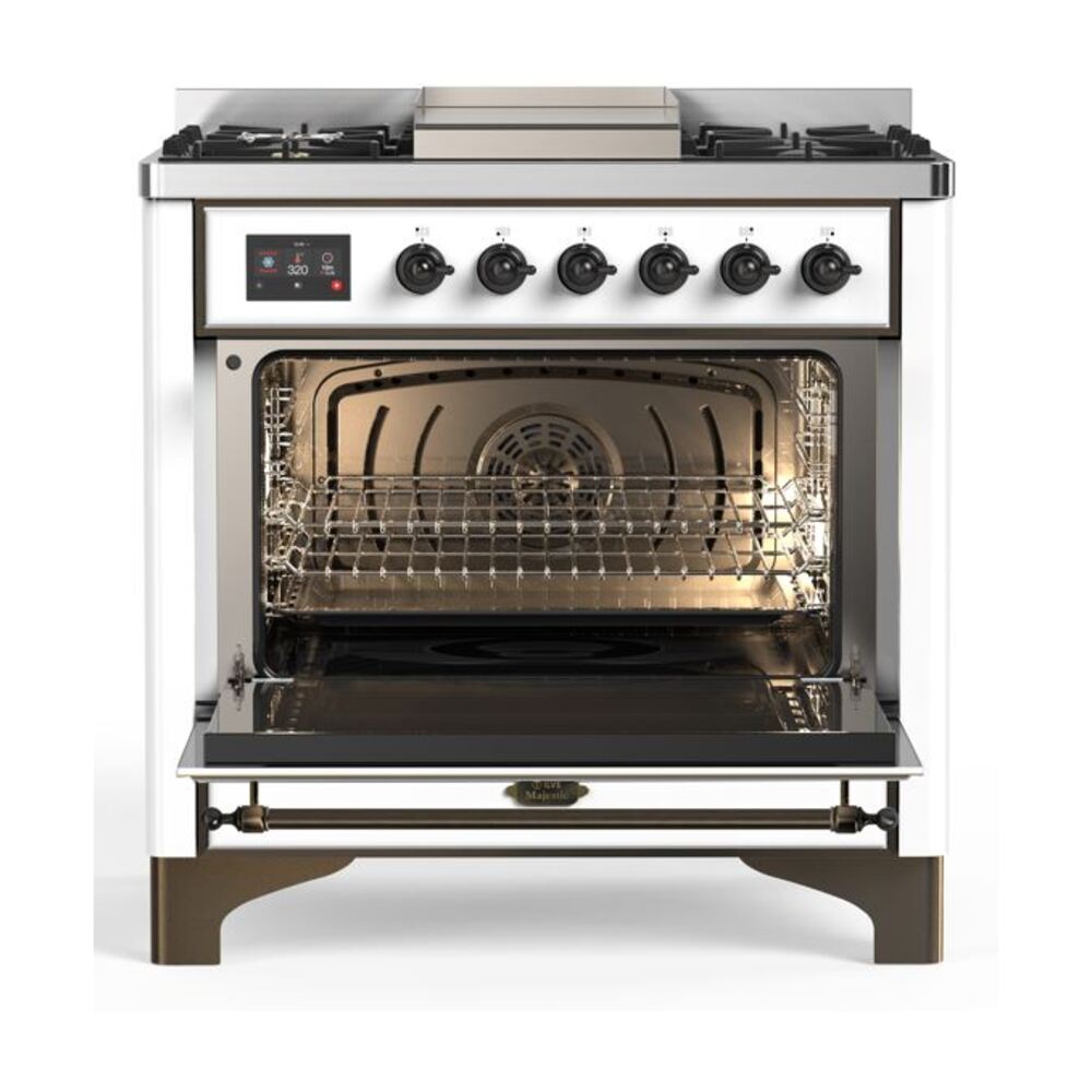 ILVE UM09F Majestic II 36 inch Dual Fuel Range with 6 Burners, Griddle