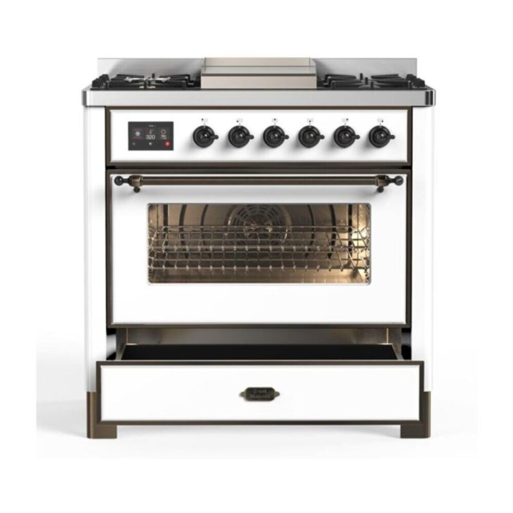 ILVE UM09F Majestic II 36 inch Dual Fuel Range with 6 Burners, Griddle