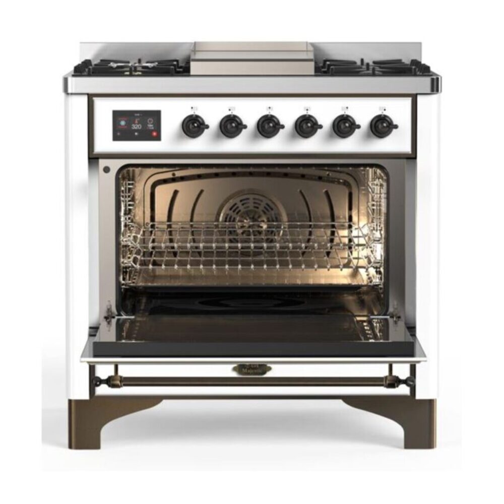 ILVE UM09F Majestic II 36 inch Dual Fuel Range with 6 Burners, Griddle