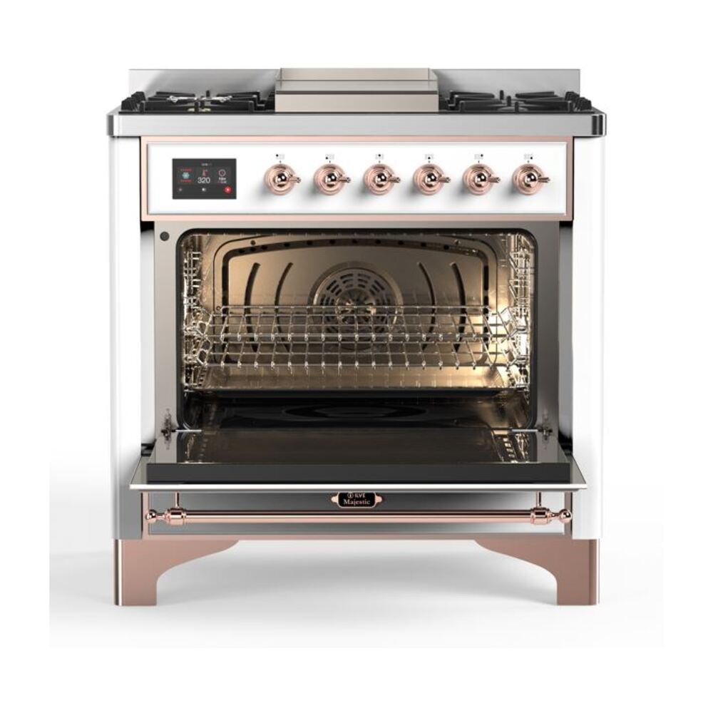 ILVE UM09F Majestic II 36 inch Dual Fuel Range with 6 Burners, Griddle