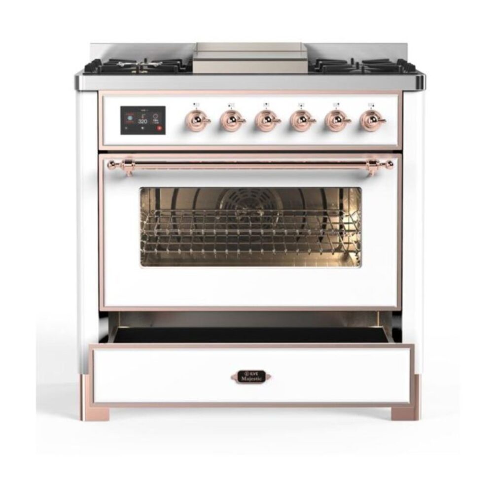 ILVE UM09FDNS3WHP Majestic II 36 inch Dual Fuel Range with 6 Black