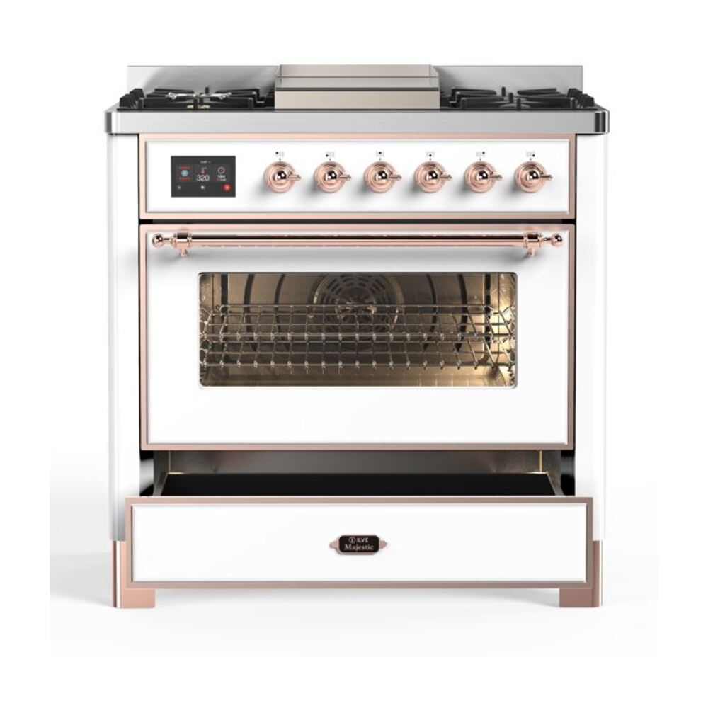ILVE UM09F Majestic II 36 inch Dual Fuel Range with 6 Burners, Griddle