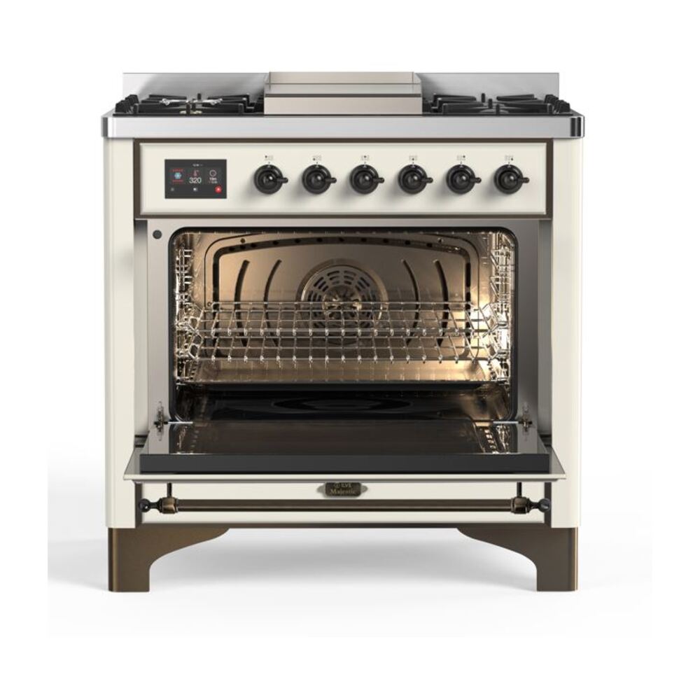 ILVE UM09F Majestic II 36 inch Dual Fuel Range with 6 Burners, Griddle