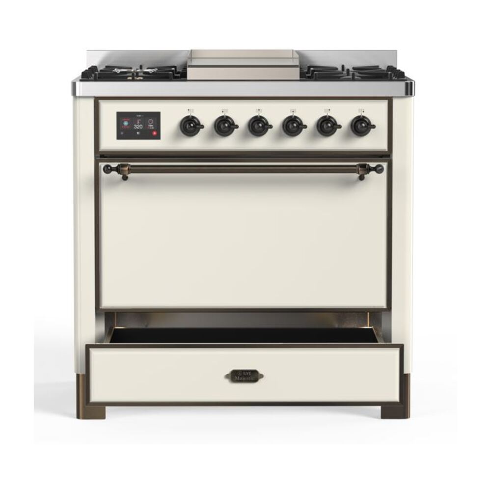 ILVE UM09F Majestic II 36 inch Dual Fuel Range with 6 Burners, Griddle