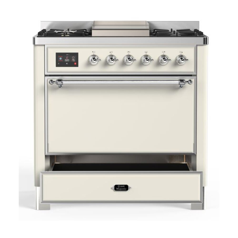 ILVE UM09F Majestic II 36 inch Dual Fuel Range with 6 Burners, Griddle