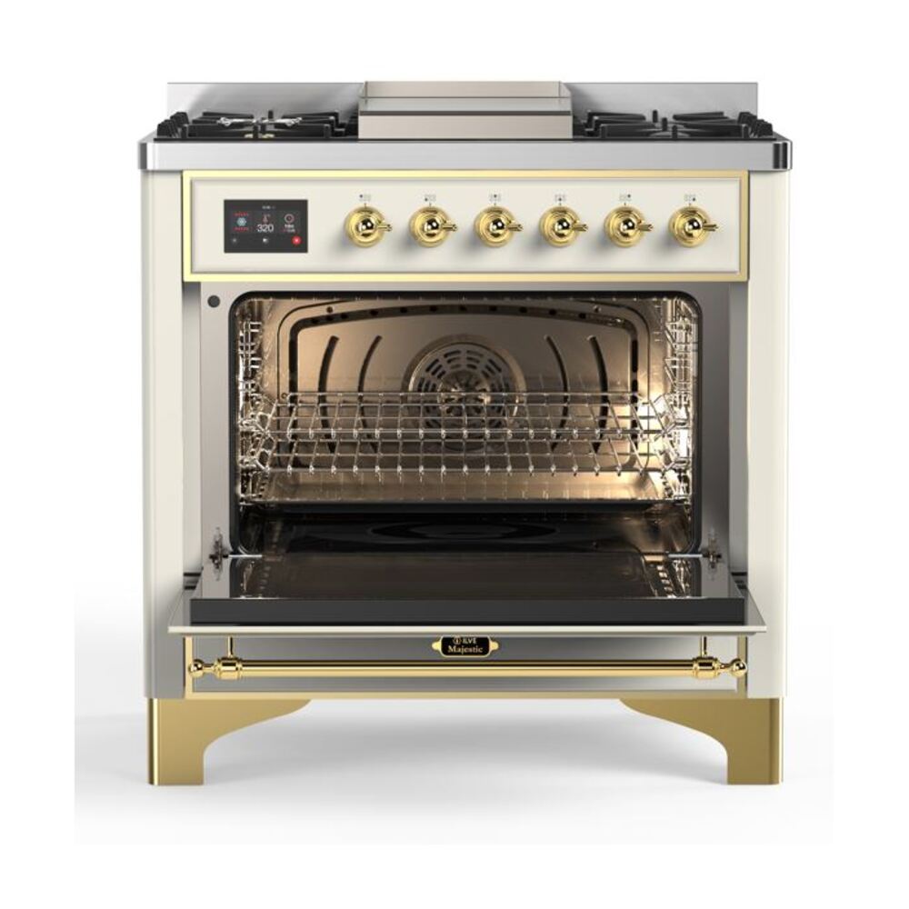 ILVE UM09F Majestic II 36 inch Dual Fuel Range with 6 Burners, Griddle