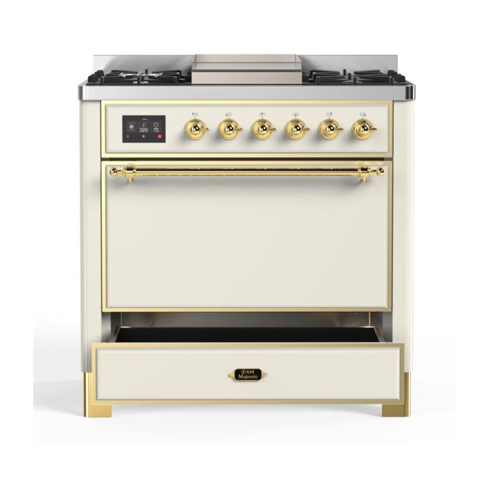 ILVE UM09F Majestic II 36 inch Dual Fuel Range with 6 Burners, Griddle