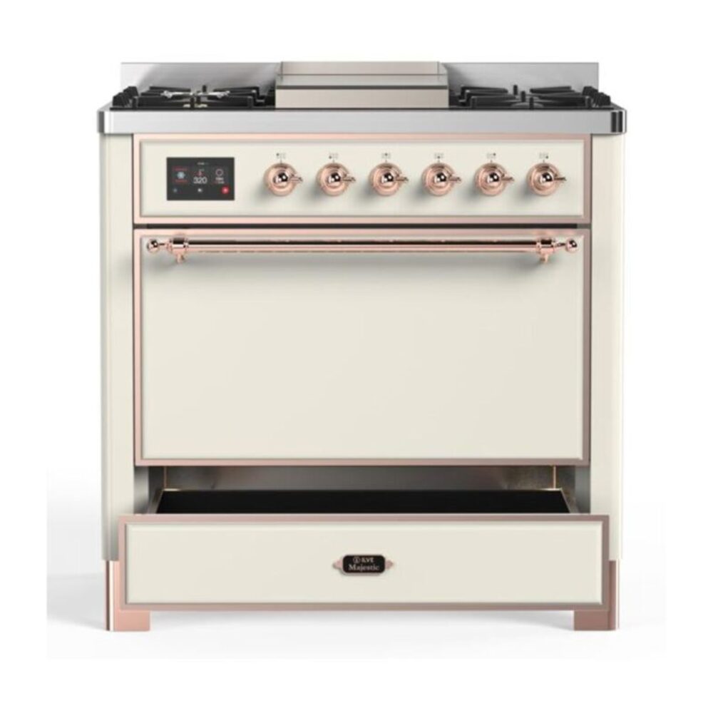 ILVE UM09F Majestic II 36 inch Dual Fuel Range with 6 Burners, Griddle
