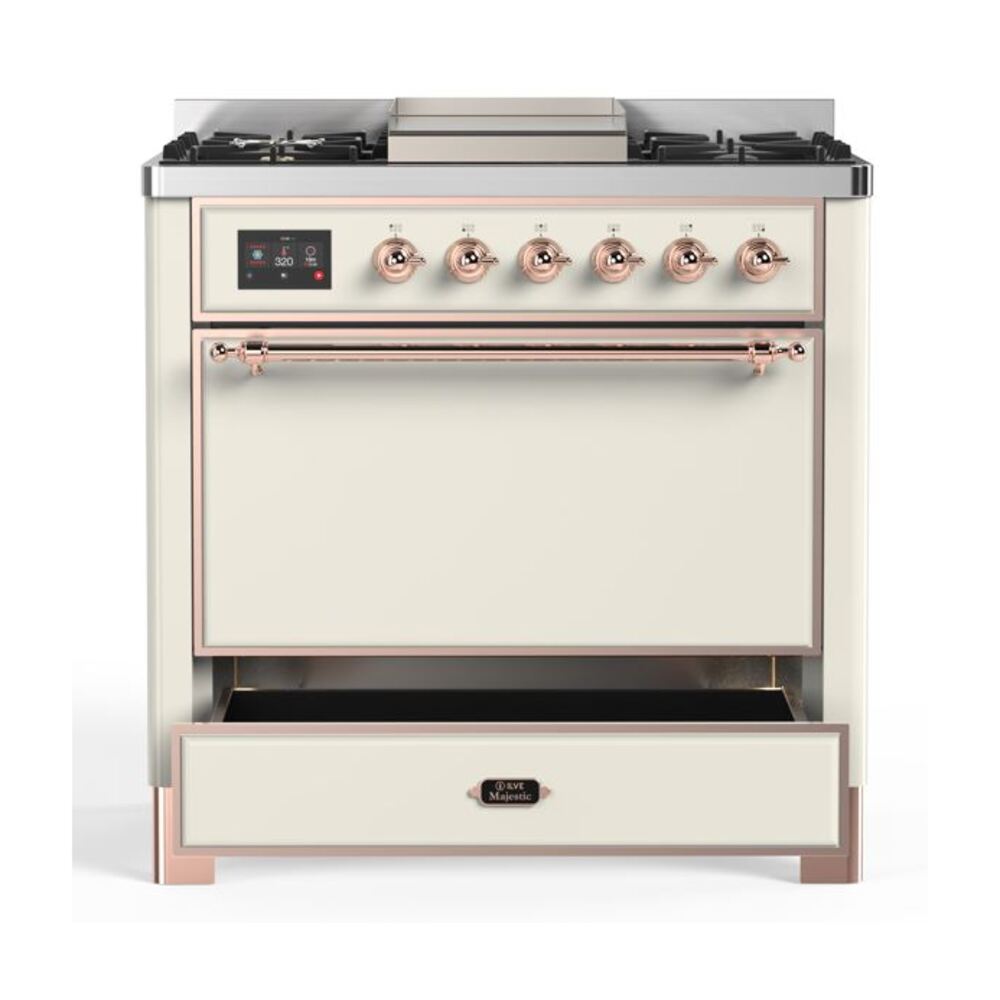 ILVE UM09F Majestic II 36 inch Dual Fuel Range with 6 Burners, Griddle