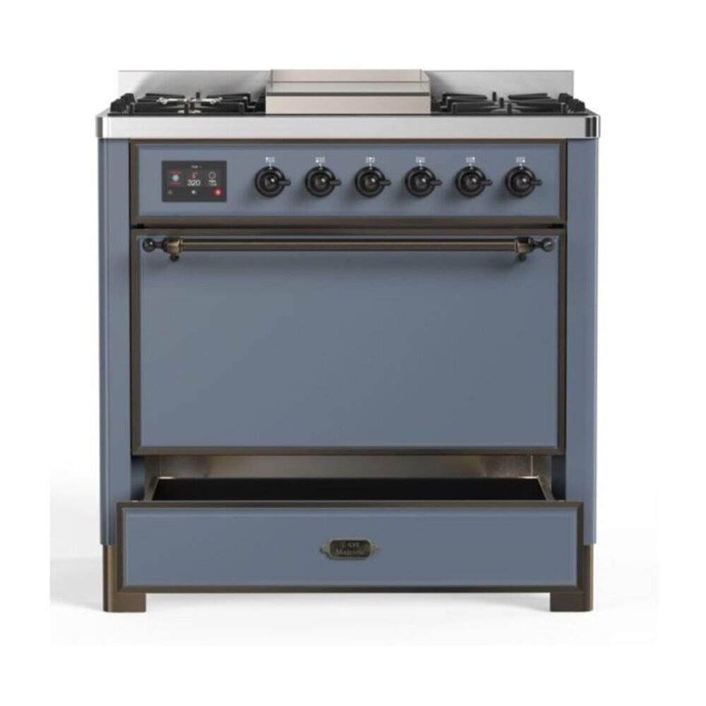 ILVE UM09F Majestic II 36 inch Dual Fuel Range with 6 Burners, Griddle