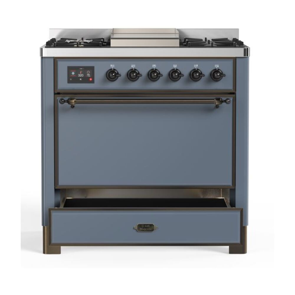 ILVE UM09F Majestic II 36 inch Dual Fuel Range with 6 Burners, Griddle