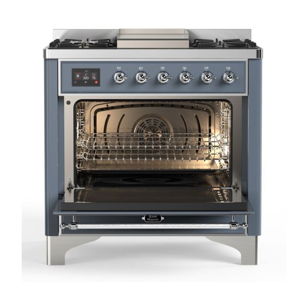 ILVE UM09F Majestic II 36 inch Dual Fuel Range with 6 Burners, Griddle
