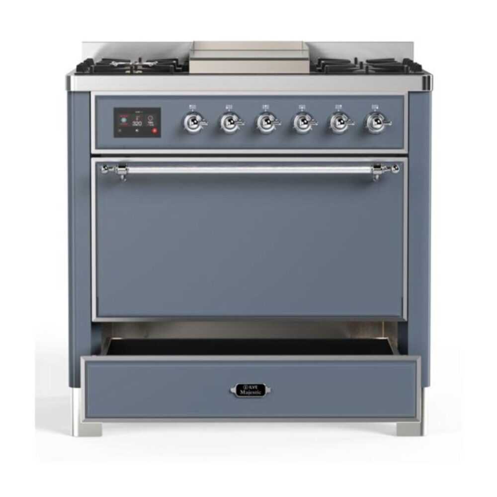 ILVE UM09F Majestic II 36 inch Dual Fuel Range with 6 Burners, Griddle