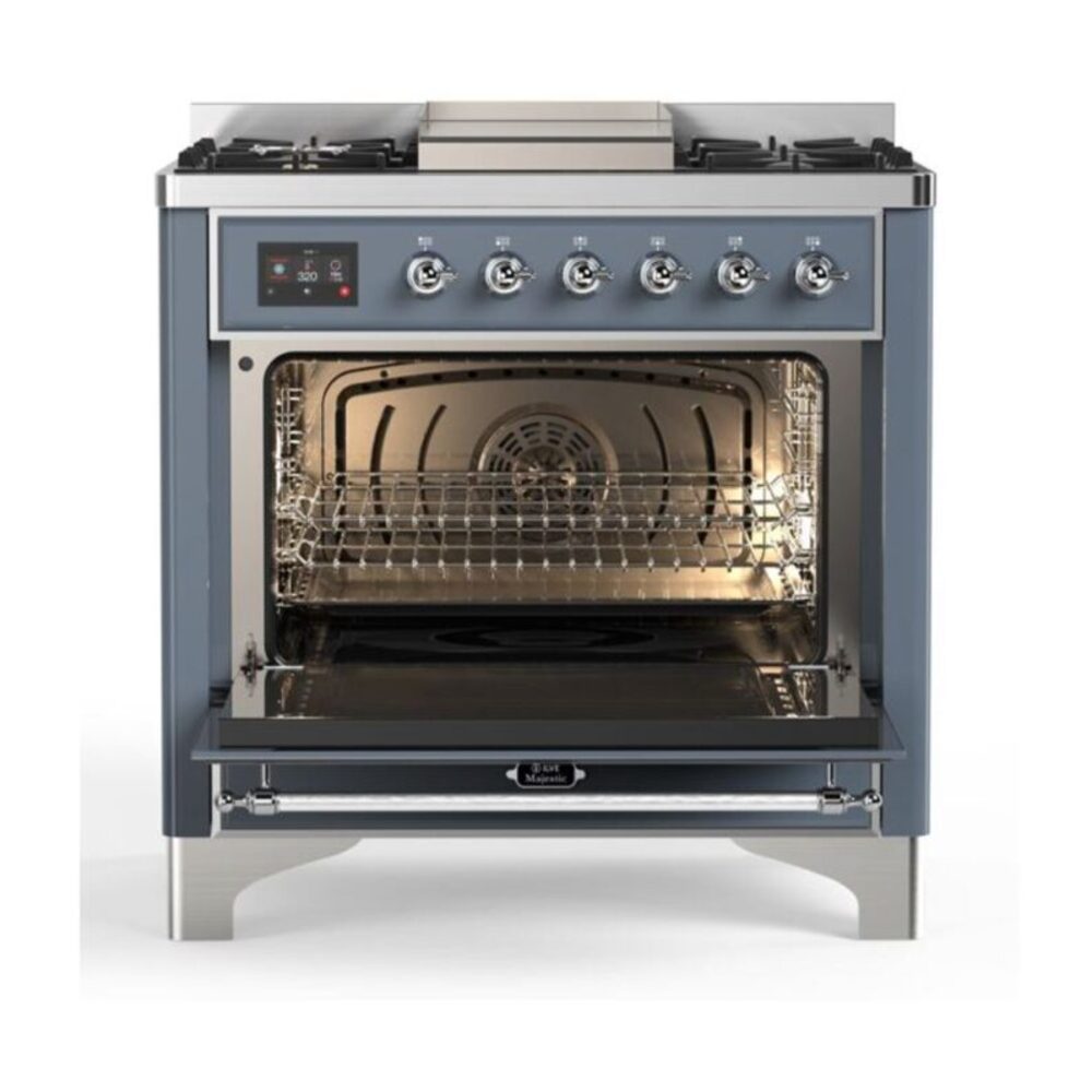 ILVE UM09F Majestic II 36 inch Dual Fuel Range with 6 Burners, Griddle