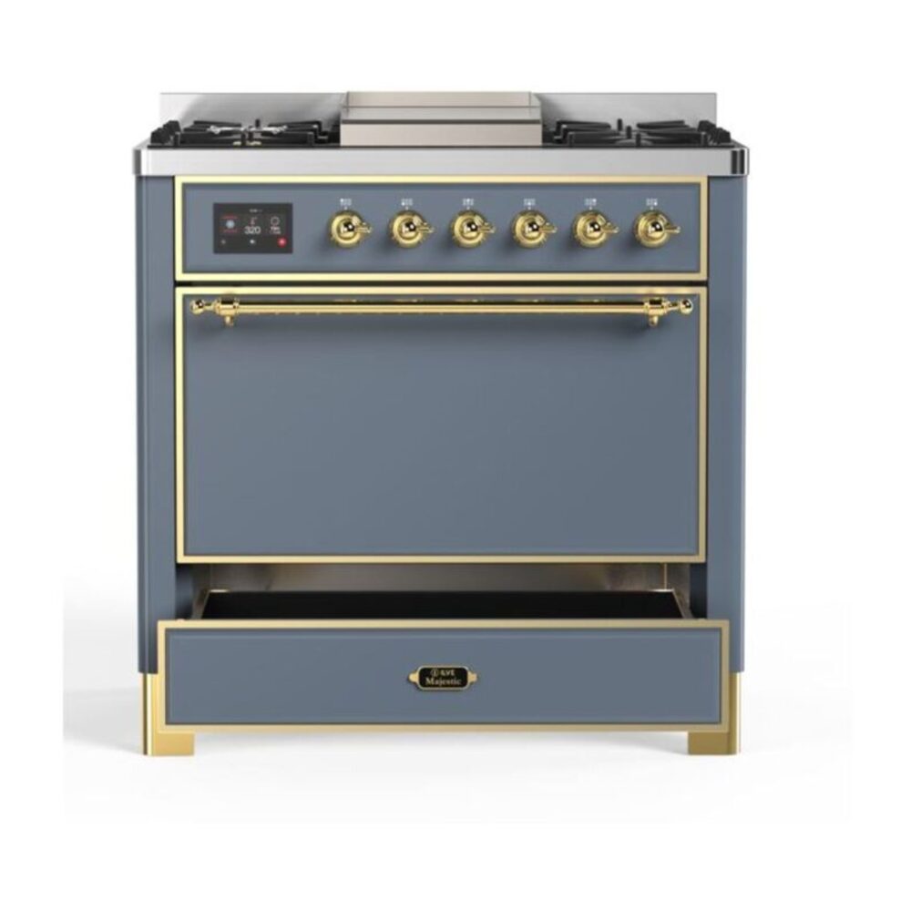 ILVE UM09F Majestic II 36 inch Dual Fuel Range with 6 Burners, Griddle