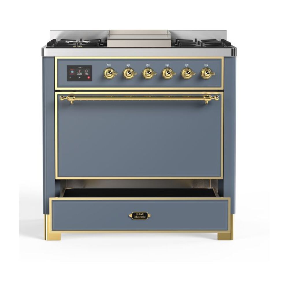 ILVE UM09F Majestic II 36 inch Dual Fuel Range with 6 Burners, Griddle