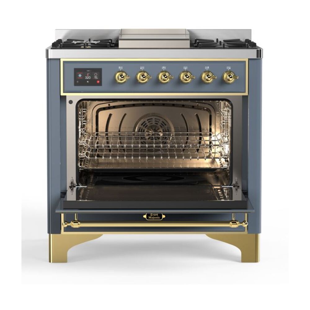 ILVE UM09F Majestic II 36 inch Dual Fuel Range with 6 Burners, Griddle