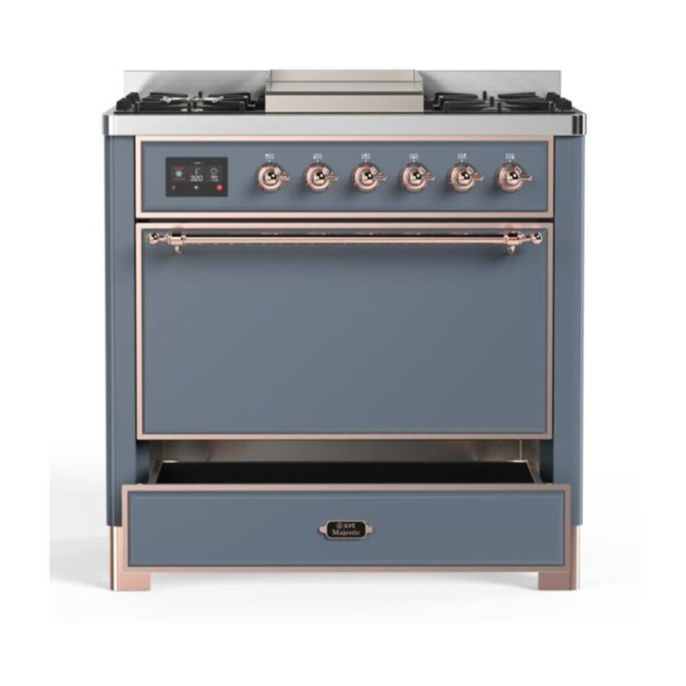 ILVE UM09F Majestic II 36 inch Dual Fuel Range with 6 Burners, Griddle
