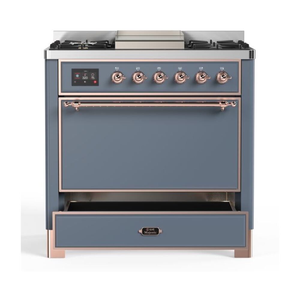 ILVE UM09F Majestic II 36 inch Dual Fuel Range with 6 Burners, Griddle