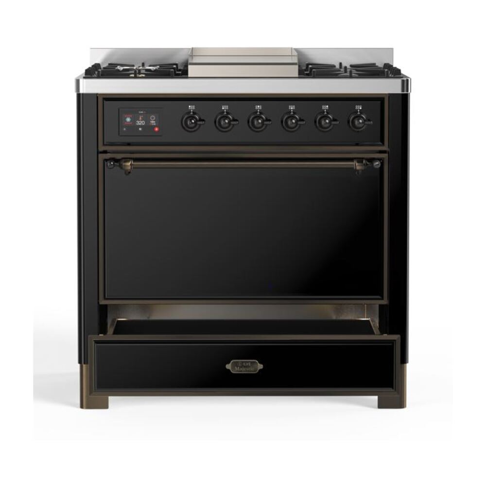 ILVE UM09F Majestic II 36 inch Dual Fuel Range with 6 Burners, Griddle