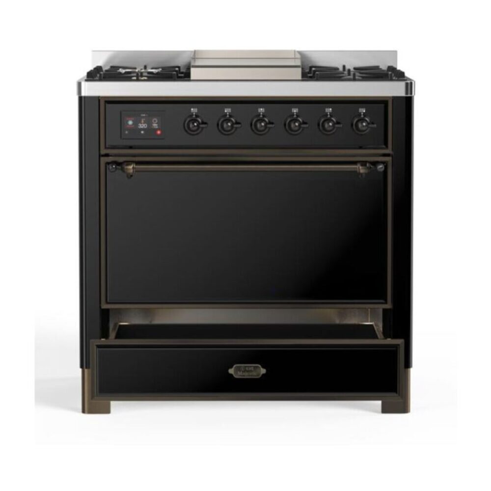 ILVE UM09F Majestic II 36 inch Dual Fuel Range with 6 Burners, Griddle