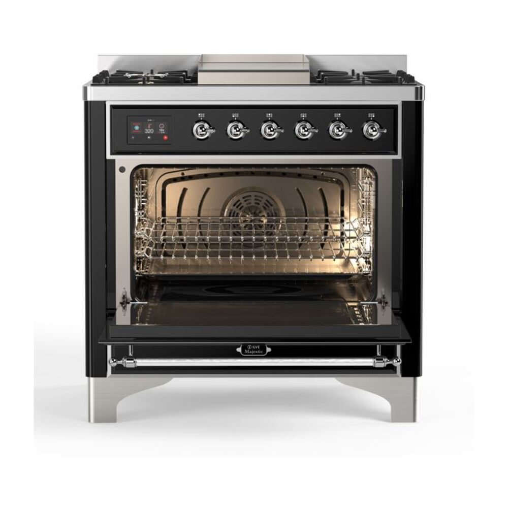 ILVE UM09F Majestic II 36 inch Dual Fuel Range with 6 Burners, Griddle