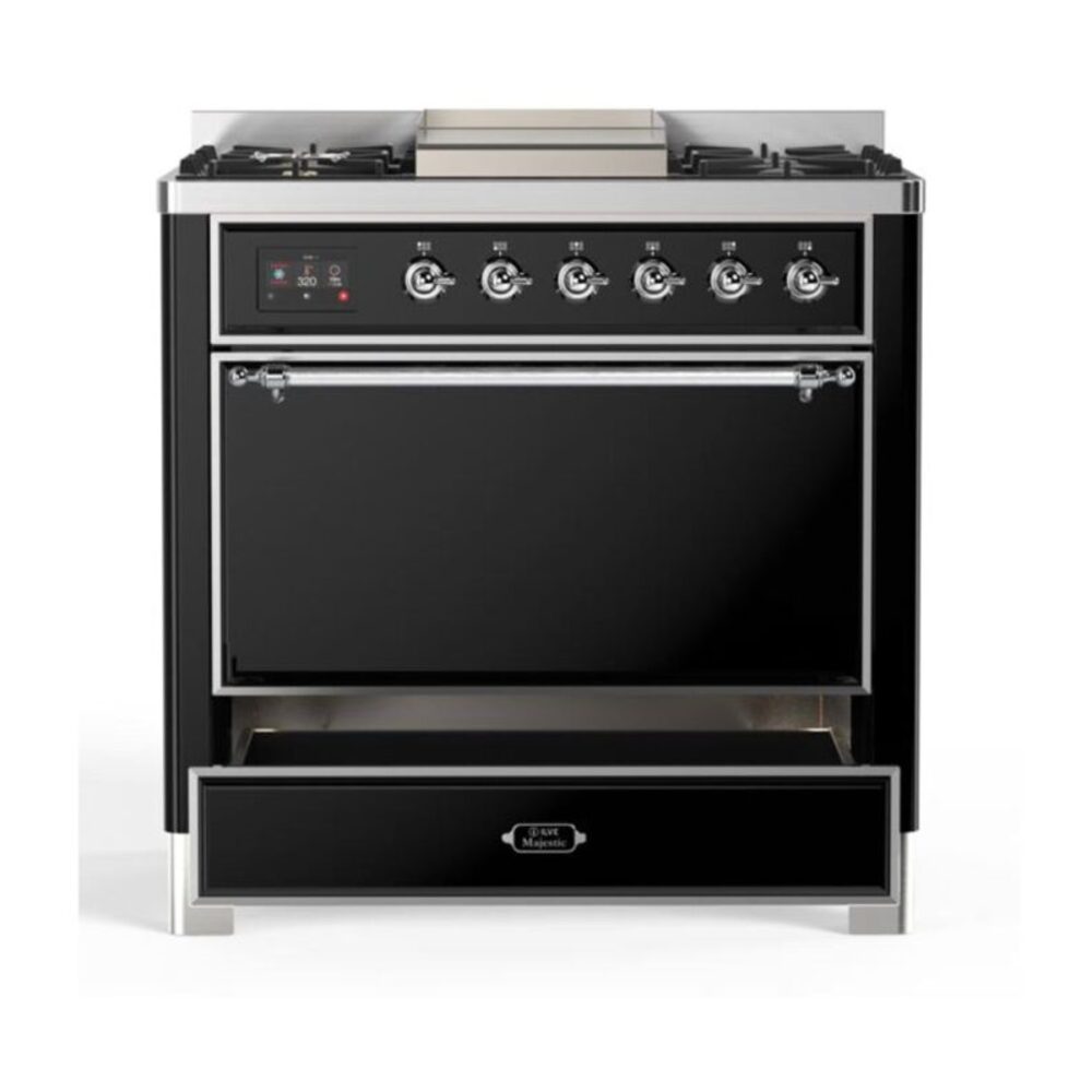 ILVE UM09F Majestic II 36 inch Dual Fuel Range with 6 Burners, Griddle