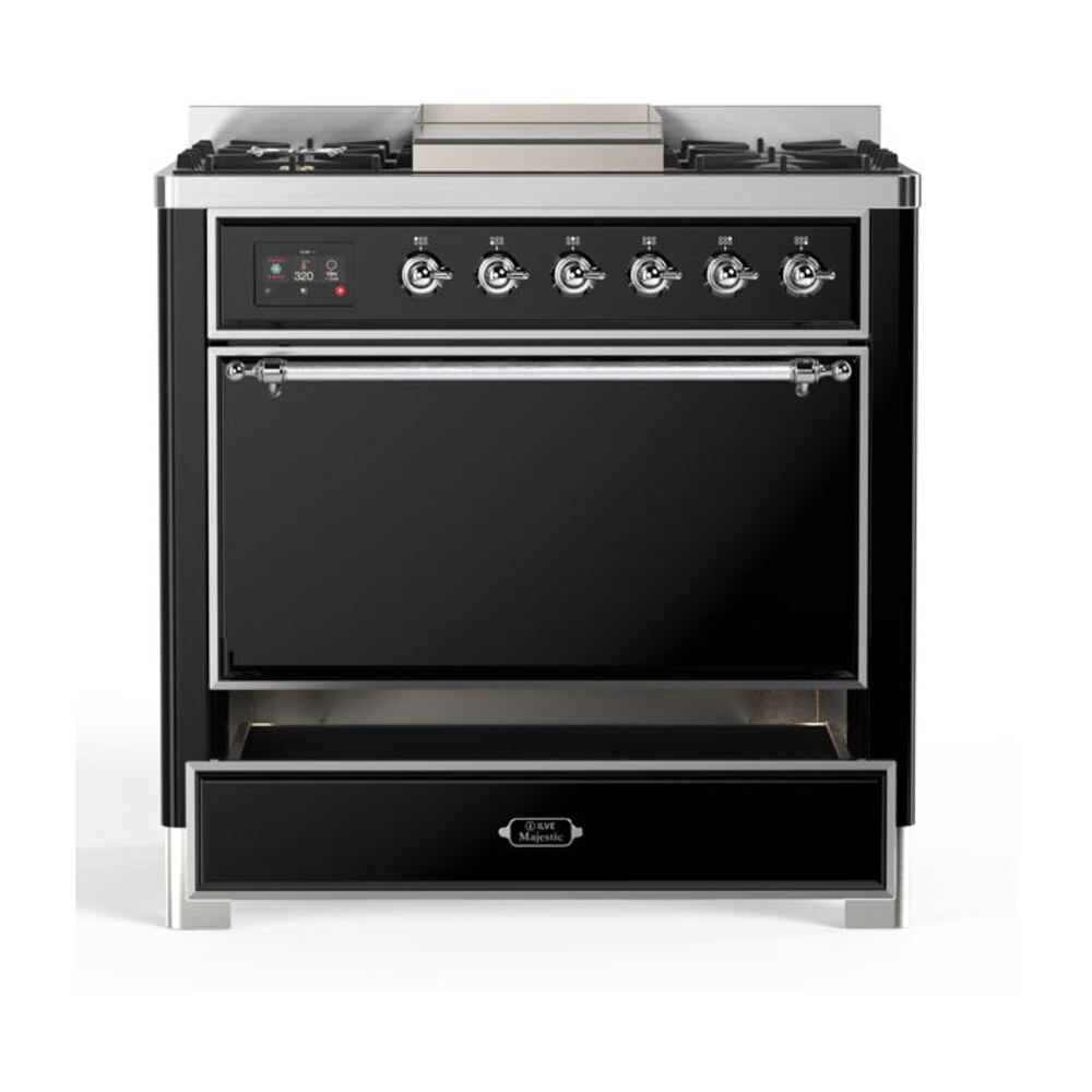 ILVE UM09F Majestic II 36 inch Dual Fuel Range with 6 Burners, Griddle